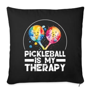 Le pickleball est ma thérapie - Housse de coussin décorative 45 x 45 cm - noir - Devant