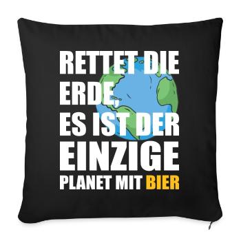 La bière sauve la planète - Housse de coussin décorative 45 x 45 cm - noir - Devant