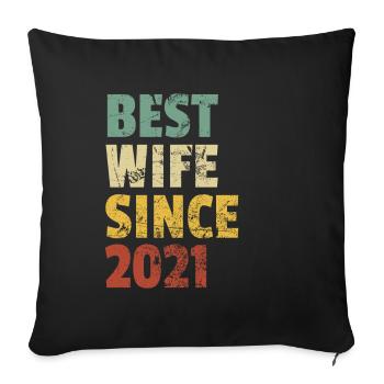 Meilleure femme depuis 2021 Anniversaire drôle Anniversaire - Housse de coussin décorative 45 x 45 cm - noir - Devant