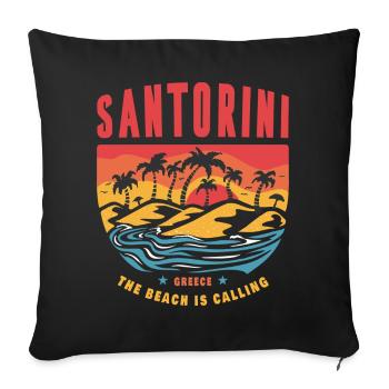 Palmiers au coucher du soleil à Santorin, Grèce - Housse de coussin décorative 45 x 45 cm - noir - Devant