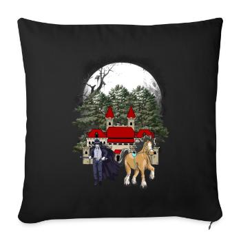 Conte de fées Fantasy Médiéval Chevalier Forteresse Château - Housse de coussin décorative 45 x 45 cm - noir - Devant