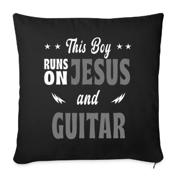 Ce garçon joue de Jésus et de la guitare - Housse de coussin décorative 45 x 45 cm - noir - Devant