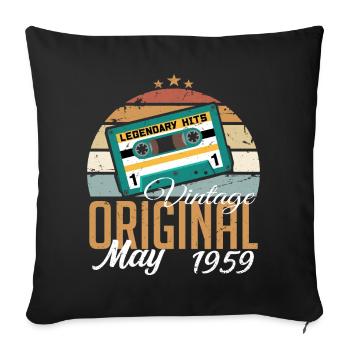 May 1959 Birthday Gift 1959 May - May 1959 - Sofa pillowcase 17,3'' x 17,3'' (45 x 45 cm) - black - Front