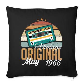 May 1966 Birthday Gift 1966 May - May 1966 - Sofa pillowcase 17,3'' x 17,3'' (45 x 45 cm) - black - Front
