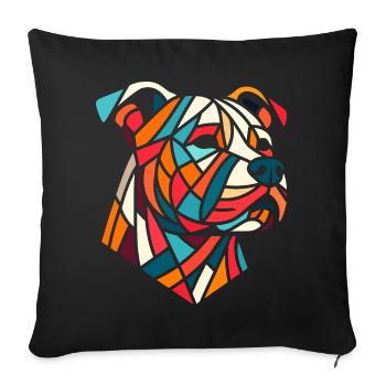 Staffordshire geometric bull terrier, staffy - Sofa pillowcase 17,3'' x 17,3'' (45 x 45 cm) - black - Front
