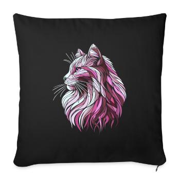 Pink cat head geometric art polygons - Sofa pillowcase 17,3'' x 17,3'' (45 x 45 cm) - black - Front
