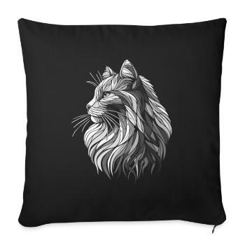 Black and White Polygons Cat Head Drawing - Sofa pillowcase 17,3'' x 17,3'' (45 x 45 cm) - black - Front