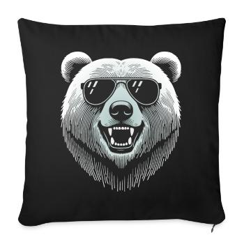 Cool bear head with sunglasses - Sofa pillowcase 17,3'' x 17,3'' (45 x 45 cm) - black - Front