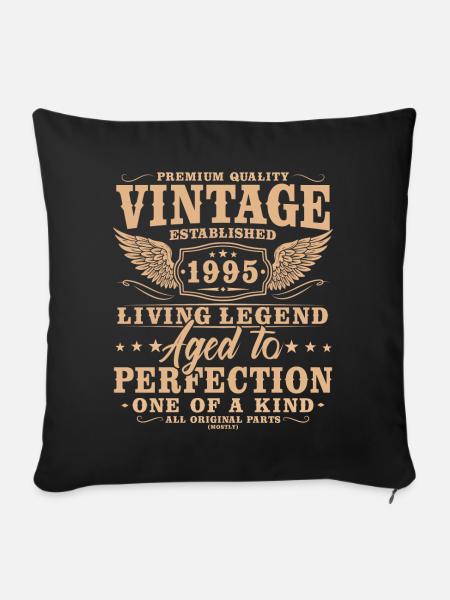 Vintage 1995 Jahrgang Geburtstag Retro Geschenk - Sofakissenbezug 45 x 45 cm - Schwarz