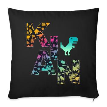 KIAN - Beau prénom de garçon avec dinosaure - Housse de coussin décorative 45 x 45 cm - noir - Devant