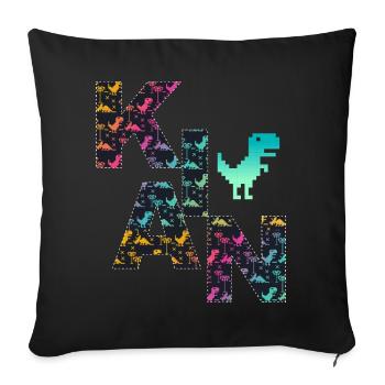 KIAN - Beau prénom de garçon avec dinosaure - Housse de coussin décorative 45 x 45 cm - noir - Devant