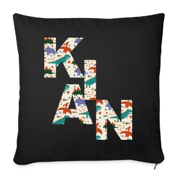 KIAN - Beau prénom de garçon avec dinosaure - Housse de coussin décorative 45 x 45 cm - noir - Devant