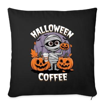 Wie man Halloween mit Mumie und Kürbissen macht - Sofakissenbezug 45 x 45 cm - Schwarz - Vorne
