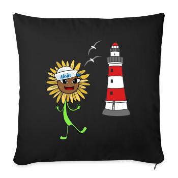Sailor Sunflower Lighthouse Maritime Moin - Housse de coussin décorative 45 x 45 cm - noir - Devant