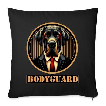 Garde du corps chien en costume - Housse de coussin décorative 45 x 45 cm - noir - Devant