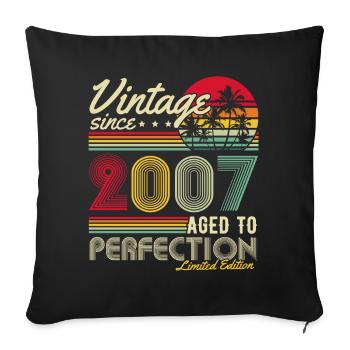 Millésime 2007 Cadeau d’anniversaire Rétro - Housse de coussin décorative 45 x 45 cm - noir - Devant