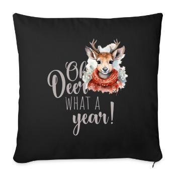 Oh cerf, quel marché de Noël d’année - Housse de coussin décorative 45 x 45 cm - noir - Devant