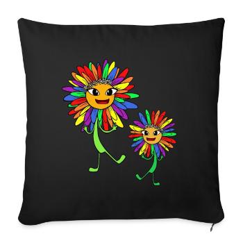 Hippie Regenbogen Sonnenblumen LGBT Gay Pride - Sofakissenbezug 45 x 45 cm - Schwarz - Vorne