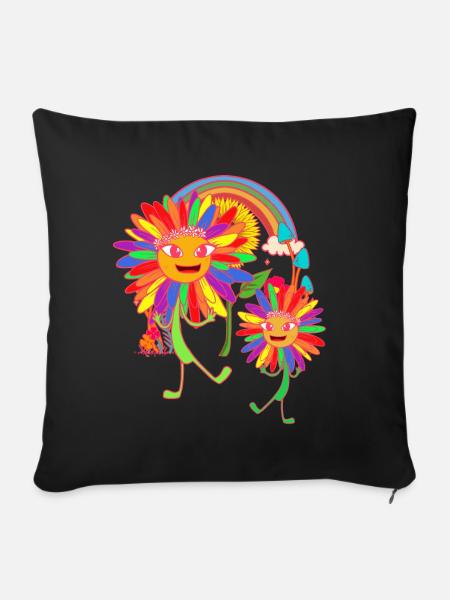 Sonnenblumen Regenbogen LGBT - Sofakissenbezug 45 x 45 cm - Schwarz