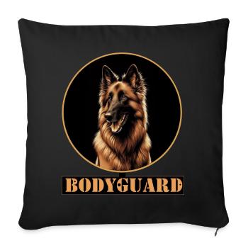 Chien de garde du corps : Vigilance Berger Belge - Housse de coussin décorative 45 x 45 cm - noir - Devant