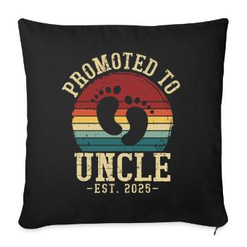 Promoted to uncle set for 2025 - Sofa pillowcase 17,3'' x 17,3'' (45 x 45 cm) - black - Front
