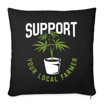 Soutenez votre producteur local de cannabis - Housse de coussin décorative 45 x 45 cm - noir - Devant