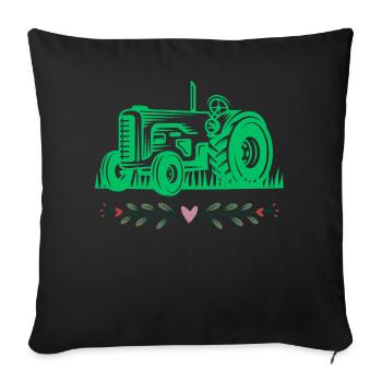 Tractor / tractor / tractor - Sofa pillowcase 17,3'' x 17,3'' (45 x 45 cm) - black - Front
