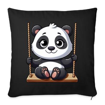 Panda sur la balançoire Playground Adventure - Housse de coussin décorative 45 x 45 cm - noir - Devant