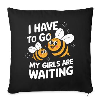 abeille abeille apicultrice abeille abeille - Housse de coussin décorative 45 x 45 cm - noir - Devant