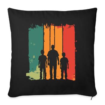 Father's Day father with two sons retro vintage - Sofa pillowcase 17,3'' x 17,3'' (45 x 45 cm) - black - Front