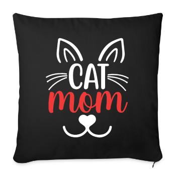 Maman chat - Housse de coussin décorative 45 x 45 cm - noir - Devant