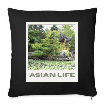 Asiatischer Gartensee Zen - Sofakissenbezug 45 x 45 cm - Schwarz - Vorne
