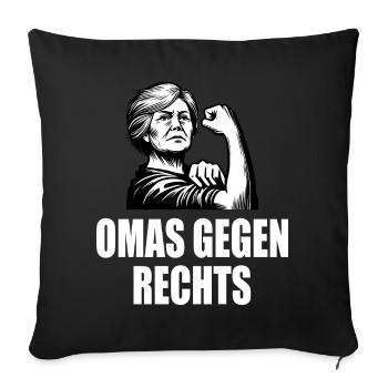 Omas gegen rechts - Sofakissenbezug 45 x 45 cm - Schwarz - Vorne