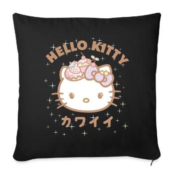 Hello Kitty Kawaii Stile Mit Sternen - Sofakissenbezug 45 x 45 cm - Schwarz - Vorne