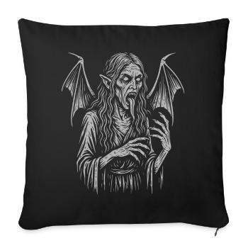 Strzyga - Slavic Demon Witch Illustration - Sofa pillowcase 17,3'' x 17,3'' (45 x 45 cm) - black - Front
