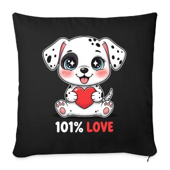Dalmatian Puppy with Heart 101% Love Dog Love - Sofa pillowcase 17,3'' x 17,3'' (45 x 45 cm) - black - Front