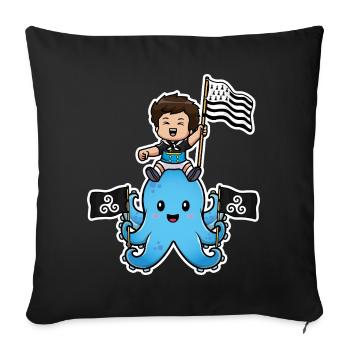 Bretagne Breizh – Enfant Breton Poulpe Gwenn ha Du - Housse de coussin décorative 45 x 45 cm - noir - Devant