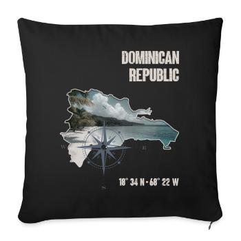 République dominicaine Boussole tropicale - Housse de coussin décorative 45 x 45 cm - noir - Devant