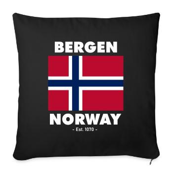 Norway Flag - Bergen - Norge - Norwegen - Sofa pillowcase 17,3'' x 17,3'' (45 x 45 cm) - black - Front