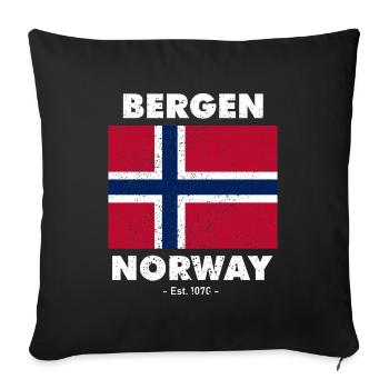 Norway Flag - Bergen - Norge - Norwegen - Sofa pillowcase 17,3'' x 17,3'' (45 x 45 cm) - black - Front
