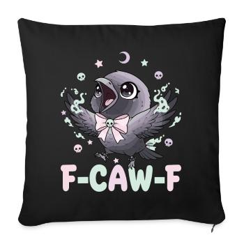 Kawaii Pastel Goth Black Crow F-Caw-F - Sofa pillowcase 17,3'' x 17,3'' (45 x 45 cm) - black - Front