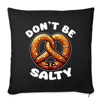 Pretzel kawaii Ne sois pas salé - Housse de coussin décorative 45 x 45 cm - noir - Devant
