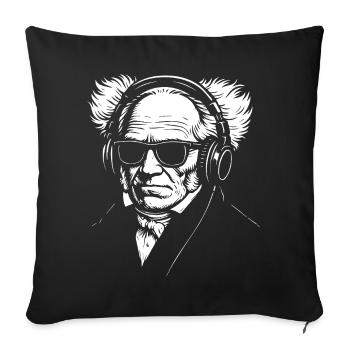 Portrait vintage de philosophe allemand Schopenhauer - Housse de coussin décorative 45 x 45 cm - noir - Devant