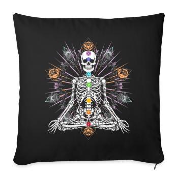 Squelette Chakra Méditation Gothique - Housse de coussin décorative 45 x 45 cm - noir - Devant