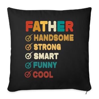 Papa Père Fête des Pères - Housse de coussin décorative 45 x 45 cm - noir - Devant