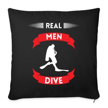 Diving Real Men - Sofa pillowcase 17,3'' x 17,3'' (45 x 45 cm) - black - Front