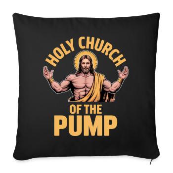 Sainte Église de la Pompe - Drôle de Jésus Gym Meme - Housse de coussin décorative 45 x 45 cm - noir - Devant