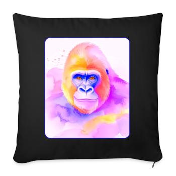 Gorilla Portrait (Watercolor) - Sofa pillowcase 17,3'' x 17,3'' (45 x 45 cm) - black - Front