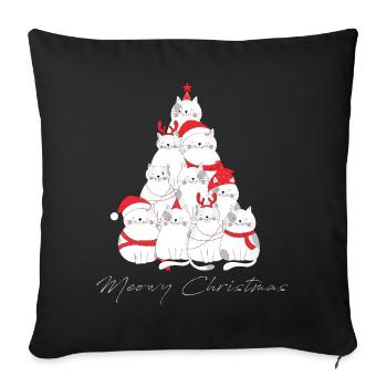 Arbre à chat de Noël miaou - Housse de coussin décorative 45 x 45 cm - noir - Devant