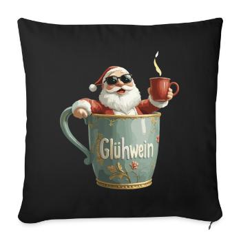 Vin chaud Père Noël Père Noël Mug - Housse de coussin décorative 45 x 45 cm - noir - Devant